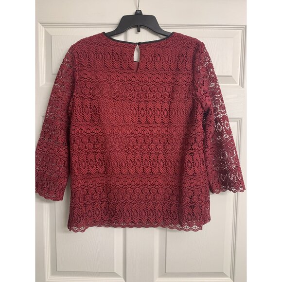 Talbots Lace Lined Sheer Sleeve Boho Blouse Size M - Picture 3 of 6